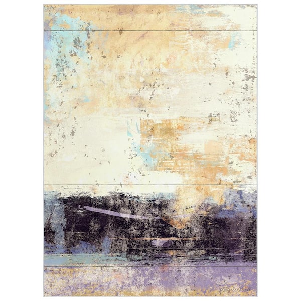 Empire Art Direct Multi-Colored 8 ft. x 10 ft. Aubergine II Washable Abstract Art Area Rug