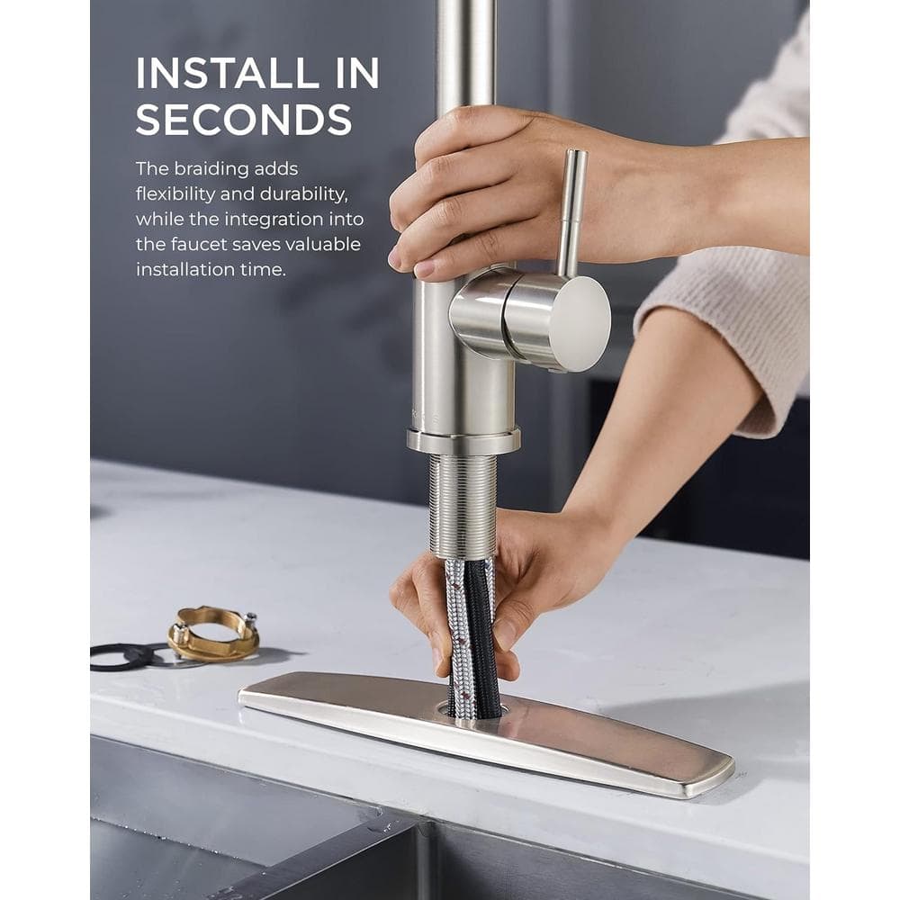 Brushed Nickel Single Handle Pull Down Kitchen Faucet