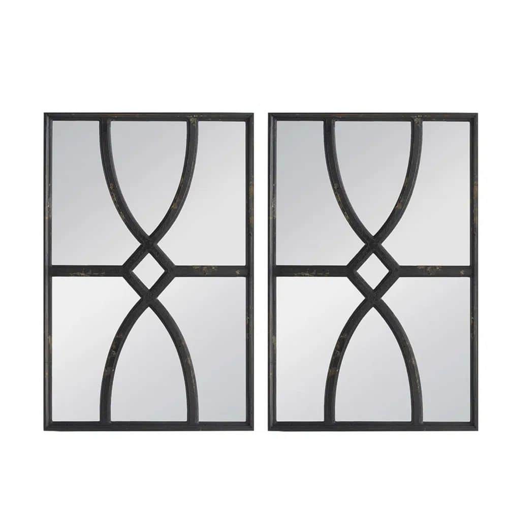 16 in. x 23 in. Rectangular Wooden Wall Mirror with Antique Black Frame, Vertical or Horizontal Home Decor, (Set of 2) price history on PriceWatchPro