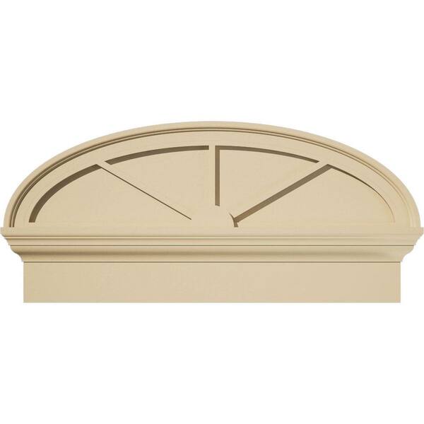 Ekena Millwork 30 in. W x 14-3/8 in. H x 2-3/4 in. P Elliptical 3 Spoke Signature Urethane Combination Pediment, Primed Tan