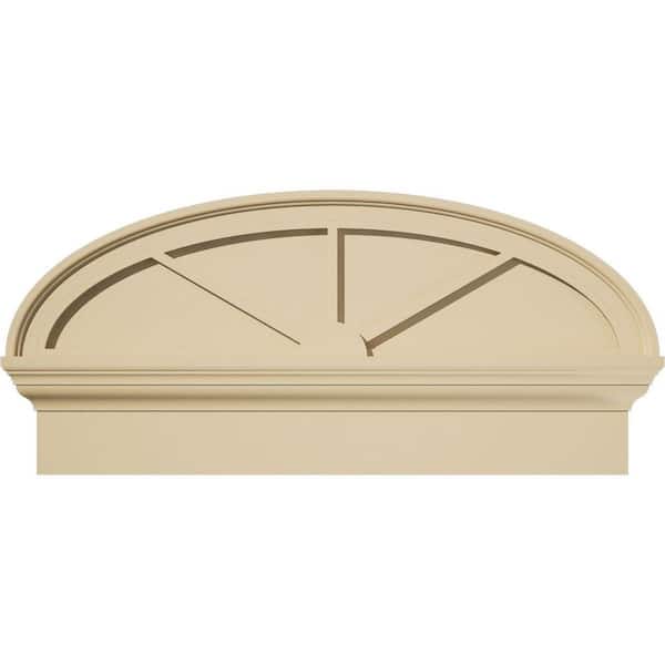 30 in. W x 14-3/8 in. H x 2-3/4 in. P Elliptical 3 Spoke Signature Urethane Combination Pediment, Primed Tan