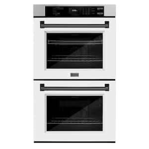 Autograph Edition 30 in. Electric Double Wall Oven with Convection in Stainless Steel, White Matte and Black Matte