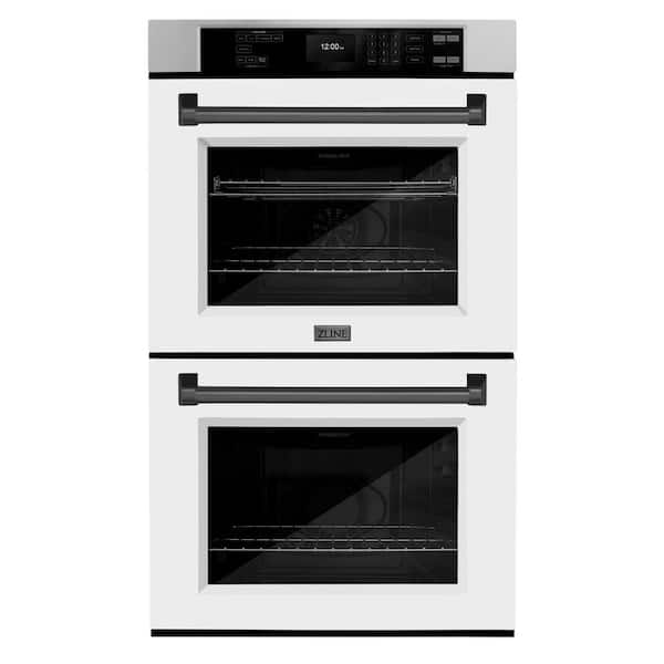 ZLINE Kitchen and Bath Autograph Edition 30 in. Electric Double Wall Oven with Convection in Stainless Steel, White Matte and Black Matte