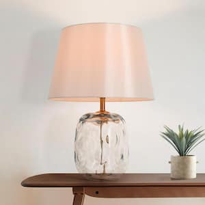 Flabellum Modern 22.4 in. Brass Gold Bedside Table Lamp with White Fabric Shade