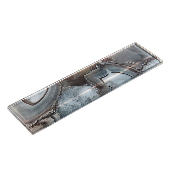 Myst Ursula brown 3-in. x 12-in. Subway Agate Inspired Polished Glass Wall Tile (3.75 sq. ft./box)
