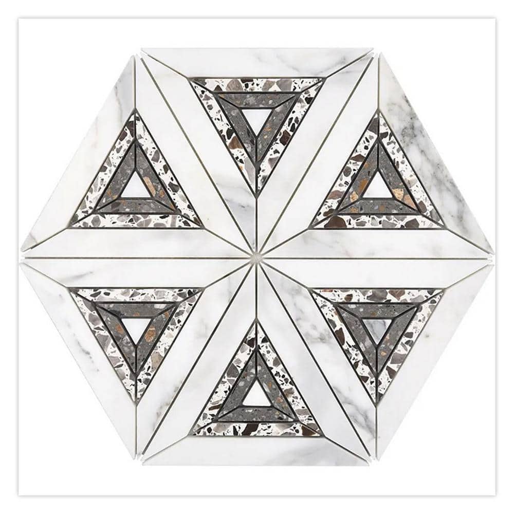 Stellare 4 in x 5 in Polished Honed White Gray Marble Mosaic Kaleidoscopic Wall and Floor Tile Sample price history on PriceWatchPro
