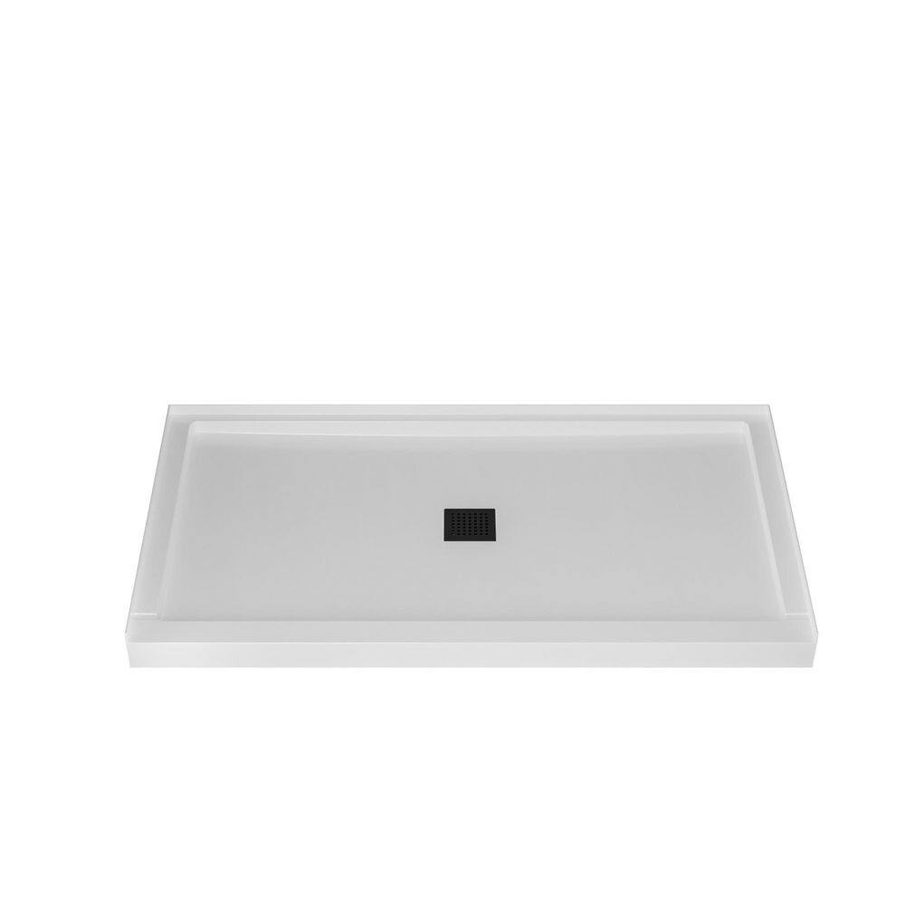 48 in. L x 32 in. W Alcove Shower Pan Base with Center Drain in Gloss White price history on PriceWatchPro