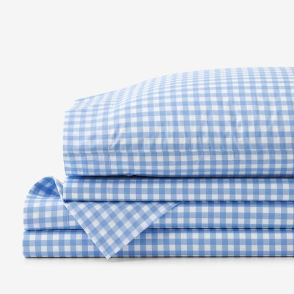 Company Kids Gingham Blue Organic Cotton Percale Twin XL Sheet Set