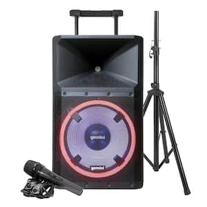 Ultra-Powerful Bluetooth 2,200-Peak-Watt Speaker with Party Lights, Built-in Media Player, Microphone and Stand