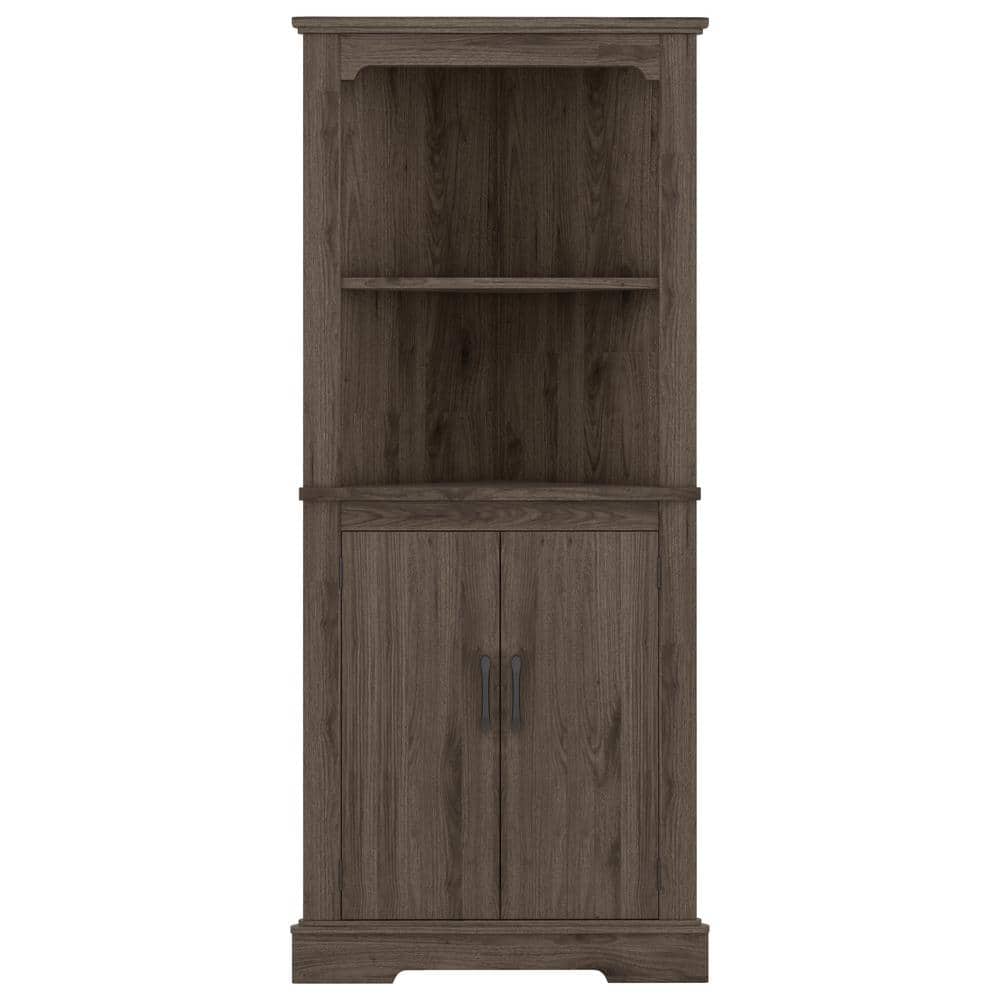 30.6 in. W x 22.3 in. D x 69.3 in. H Brown Linen Cabinet with Doors and 2 O