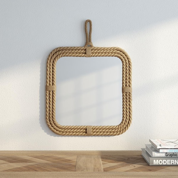 Stonebriar Collection Small Square Brown Novelty Mirror (17 in. H x 23 in. W)