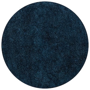 Haze Solid Low-Pile Navy 5 ft. Round Area Rug