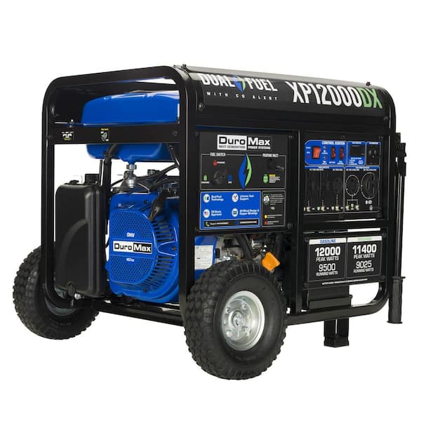 DUROMAX 12,000/9,500-Watt 457 cc Electric Start Dual Fuel Gas Propane Portable Home Power Back Up Generator with CO Alert