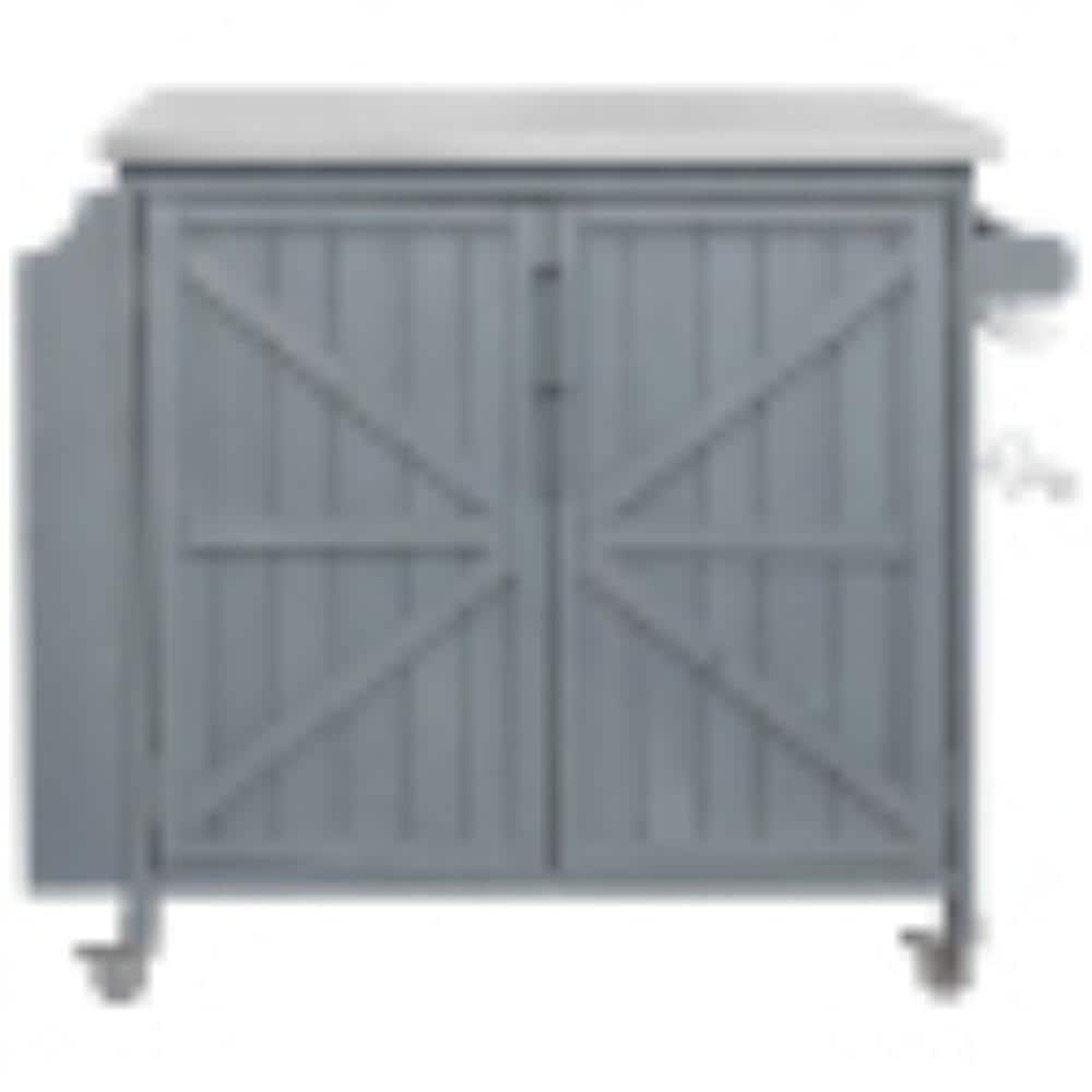 Farmhouse Rolling Outdoor Grill Cart, Outdoor Kitchen Island, Solid Wood Grill Table W/ Stainless Steel Top price history on PriceWatchPro
