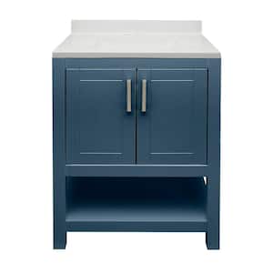 Tufino 25 in. W x 19 in. D x 36 in. H Bath Vanity in Navy Blue with Cultured Marble Vanity Top in White with Backsplash