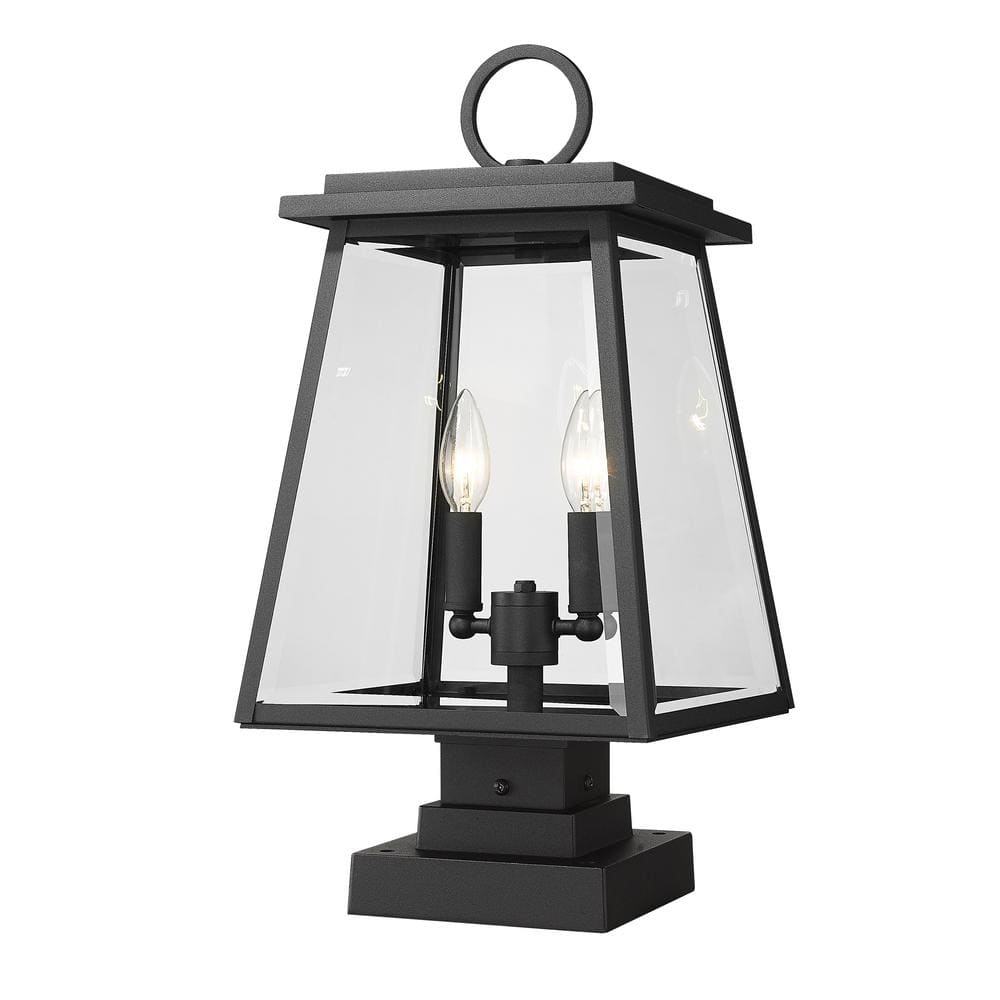 Broughton 21 in. 2-Light Black Aluminum Hardwired Outdoor Rust Resistant Pi