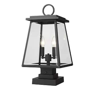 Broughton 21 in. 2-Light Black Aluminum Hardwired Outdoor Rust Resistant Pier Mount Light with No Bulbs Included