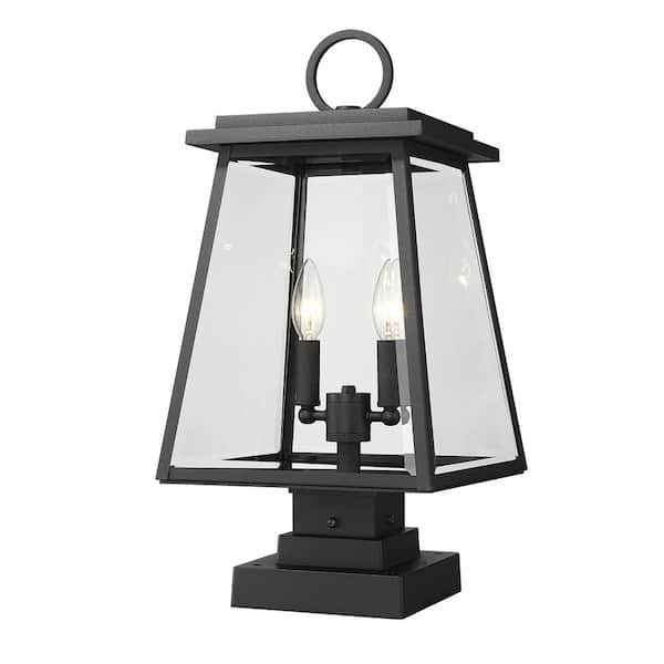 Unbranded Broughton 21 in. 2-Light Black Aluminum Hardwired Outdoor Rust Resistant Pier Mount Light with No Bulbs Included