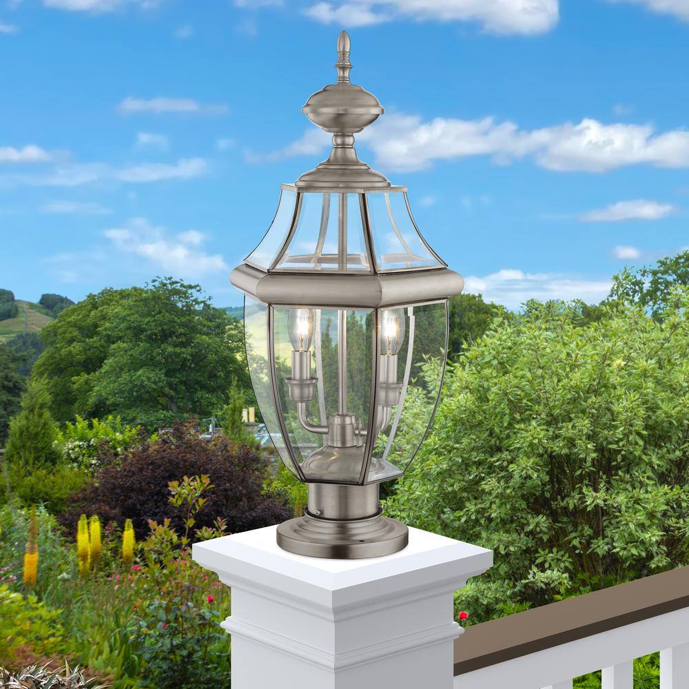 Monterey Colonial Style Brushed Nickel 2-Light Outdoor Lantern