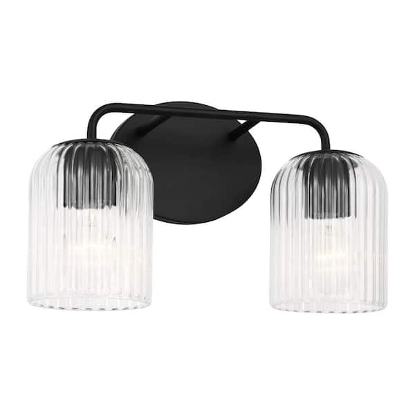 Eisele 14 in. W x 8.5 in. H 2-Light Midnight Black Dimmable Bathroom Vanity Light with No Bulbs Included
