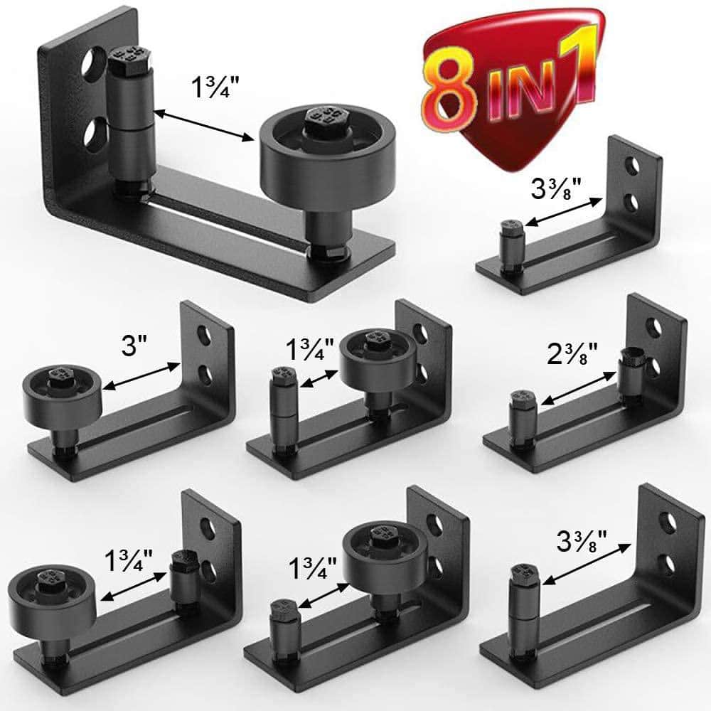 Black Adjustable Sliding Barn Door Floor Guide with 8 Setup Options