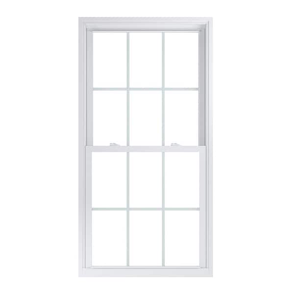 American Craftsman 33.25 in. x 64.25 in. 70 Pro Series Low-E Argon PS Glass Double Hung White Vinyl Repl Window with Grids, Screen Incl