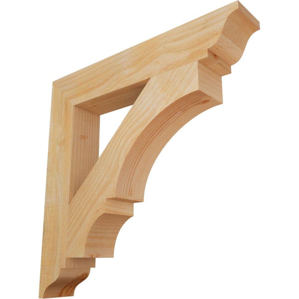 Ekena Millwork 4 in. x 24 in. x 24 in. Douglas Fir Balboa Traditional Rough Sawn Bracket