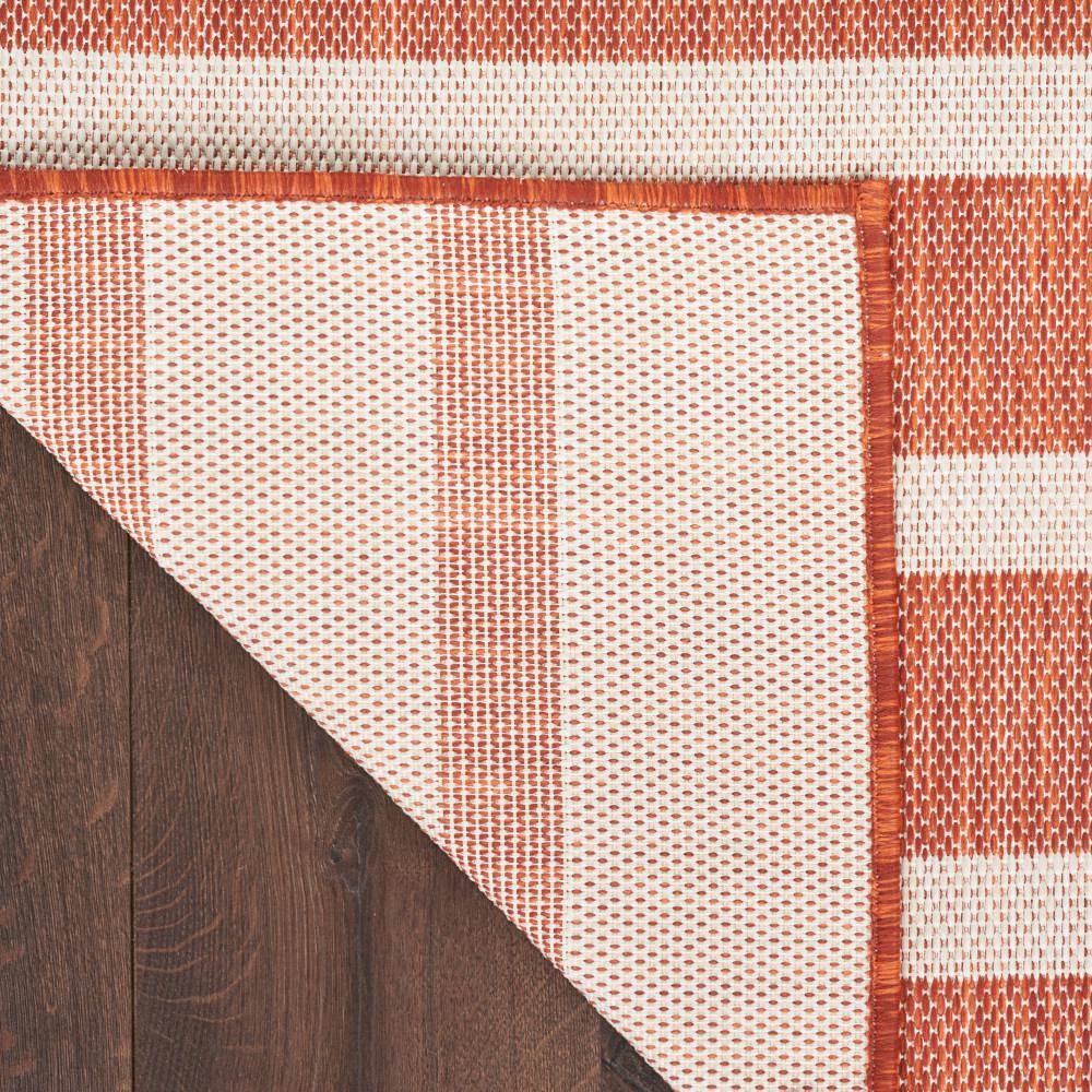 Terracotta Ivory Striped Flat Woven Outdoor Rug 6' x 9'