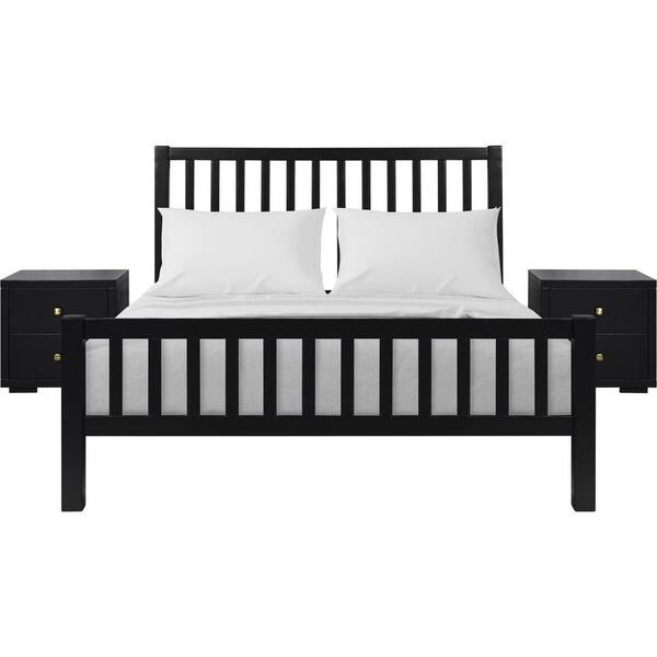 Camden Isle Hampton Black Wood Frame Queen Platform Bed with Storage (2