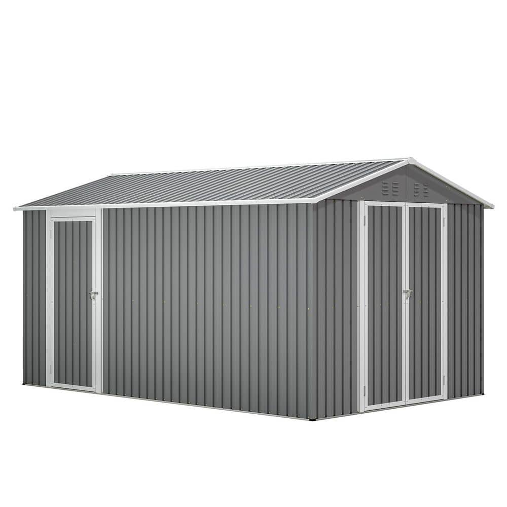 8x12 FT Outdoor Metal Storage Shed,Side Door & 2 Lockable Doors,Aluminum Frame Garden Tool House for Patio(89 sq. ft.) price history on PriceWatchPro