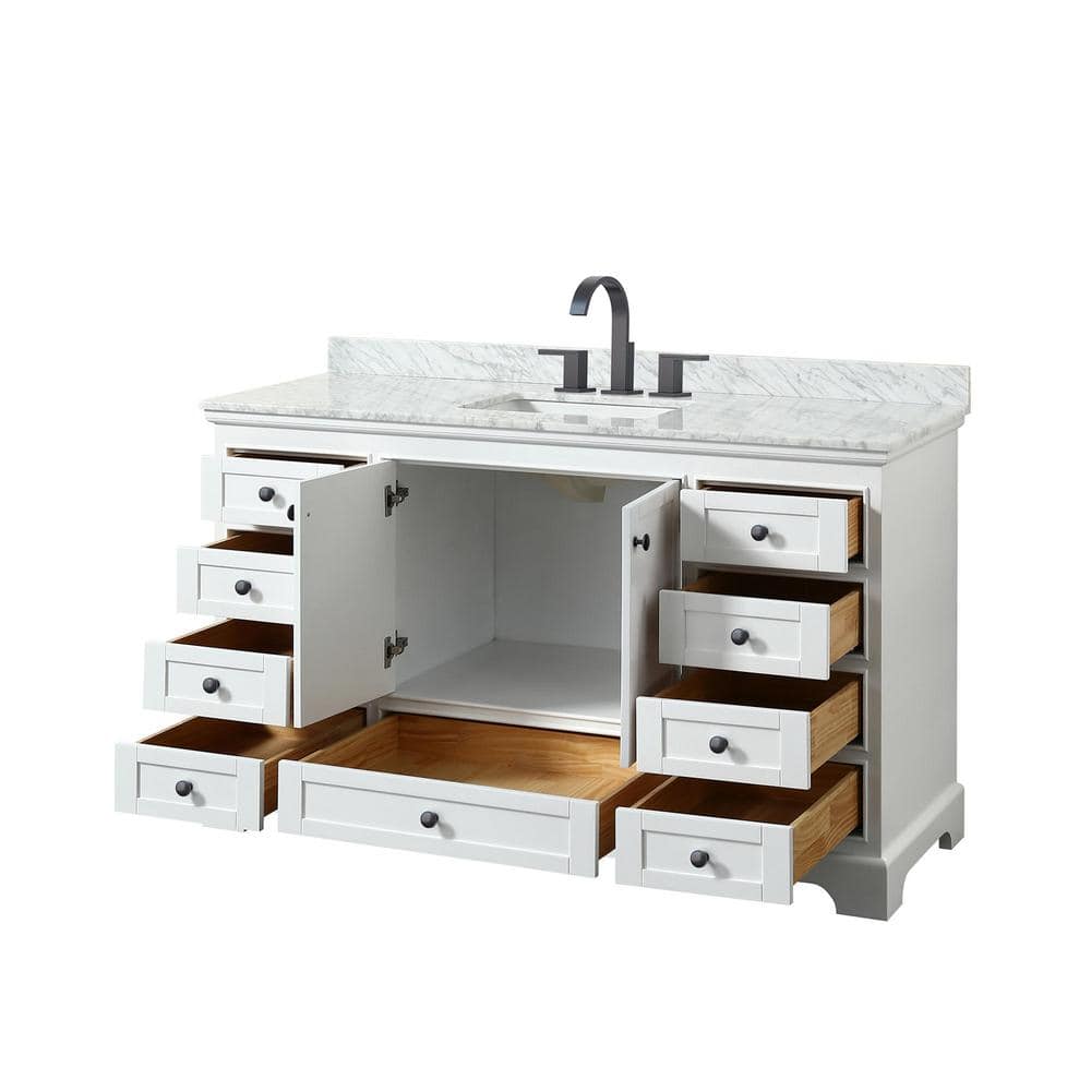 Deborah 60" White Single Bathroom Vanity with Marble Top