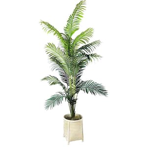 6 ft. Artificial Palm in White Woven Footed Basket