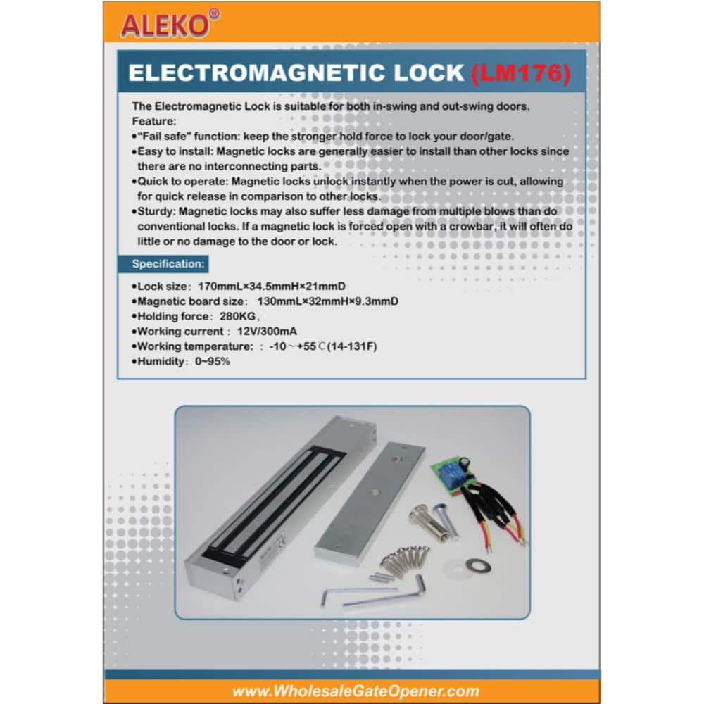 Silver Electromagnetic Security Gate Lock for Swing Gates
