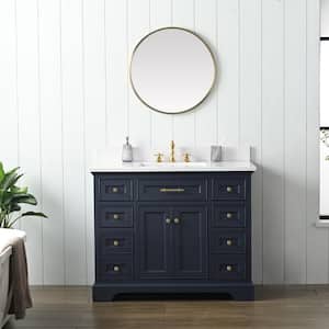 Thompson 42 in. W x 22 in. D Bath Vanity in Indigo Blue with Engineered Stone Top in Carrara White with White Sink