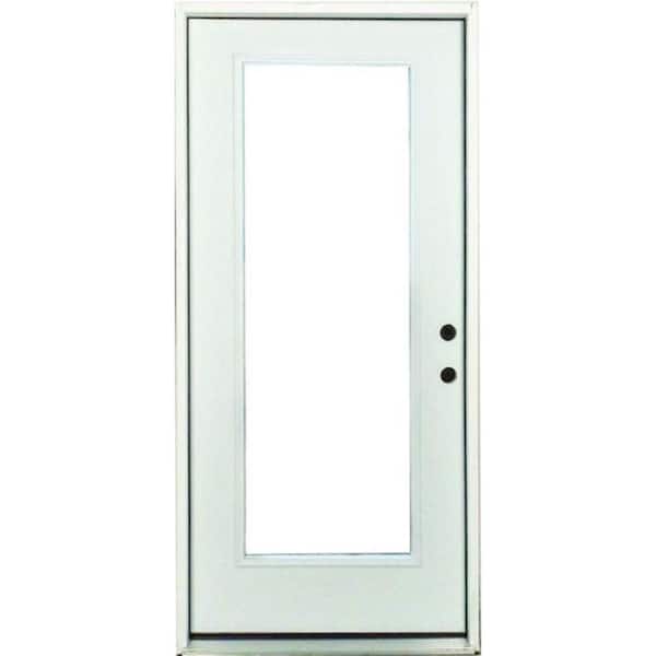 Steves & Sons 32 in. x 80 in. Element Series Full Lite Left-Hand White Primed Steel Prehung Front Door