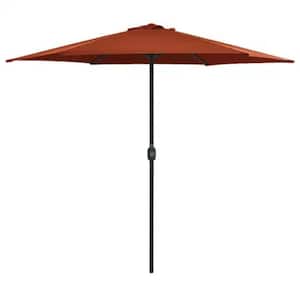 7.5 ft. Aluminum Market Push Button Patio Umbrella in Red with 6-Sturdy Ribs