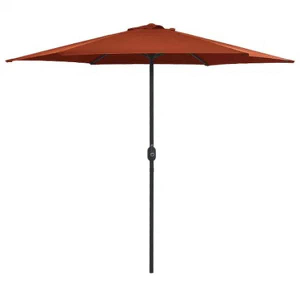 Tenleaf 7.5 ft. Aluminum Market Push Button Patio Umbrella in Red with 6-Sturdy Ribs