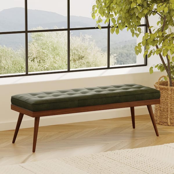 Luca Olivine Green 55 in. Bedroom Bench Without Back
