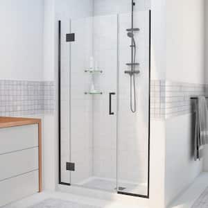 Unidoor-X 59 to 59.5 in. x 72 in. Frameless Hinged Shower Door in Matte Black