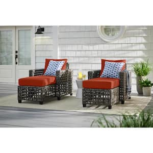 Briar Ridge Brown Wicker Outdoor Patio Chaise Lounge with CushionGuard Quarry Red Cushions