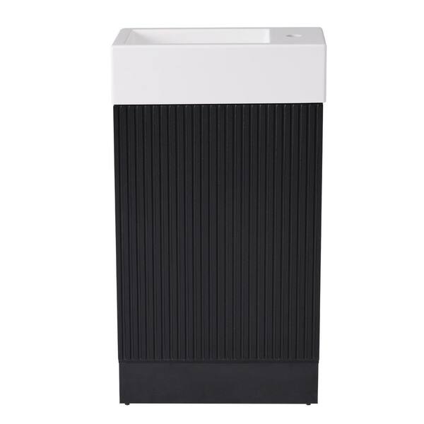 Ziyudura 18.6 in. Single Sink Freestanding Black Bath Vanity with
