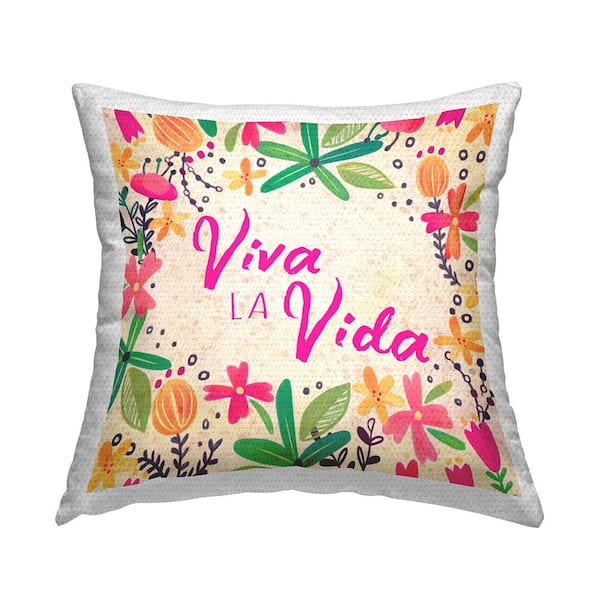 Stupell Industries Live Life Florals Multi-Color Square Outdoor Throw Pillows