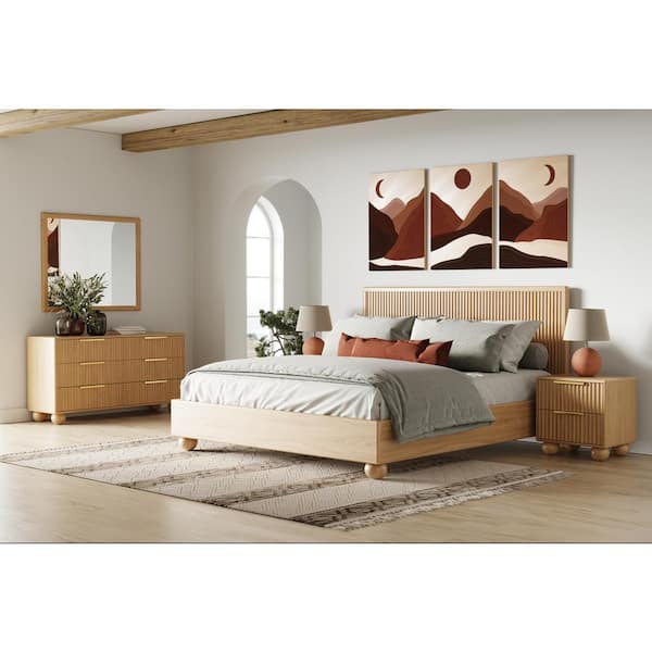 Winters Modern Natural Oak 2 Drawers 24.7 in. W Nightstand
