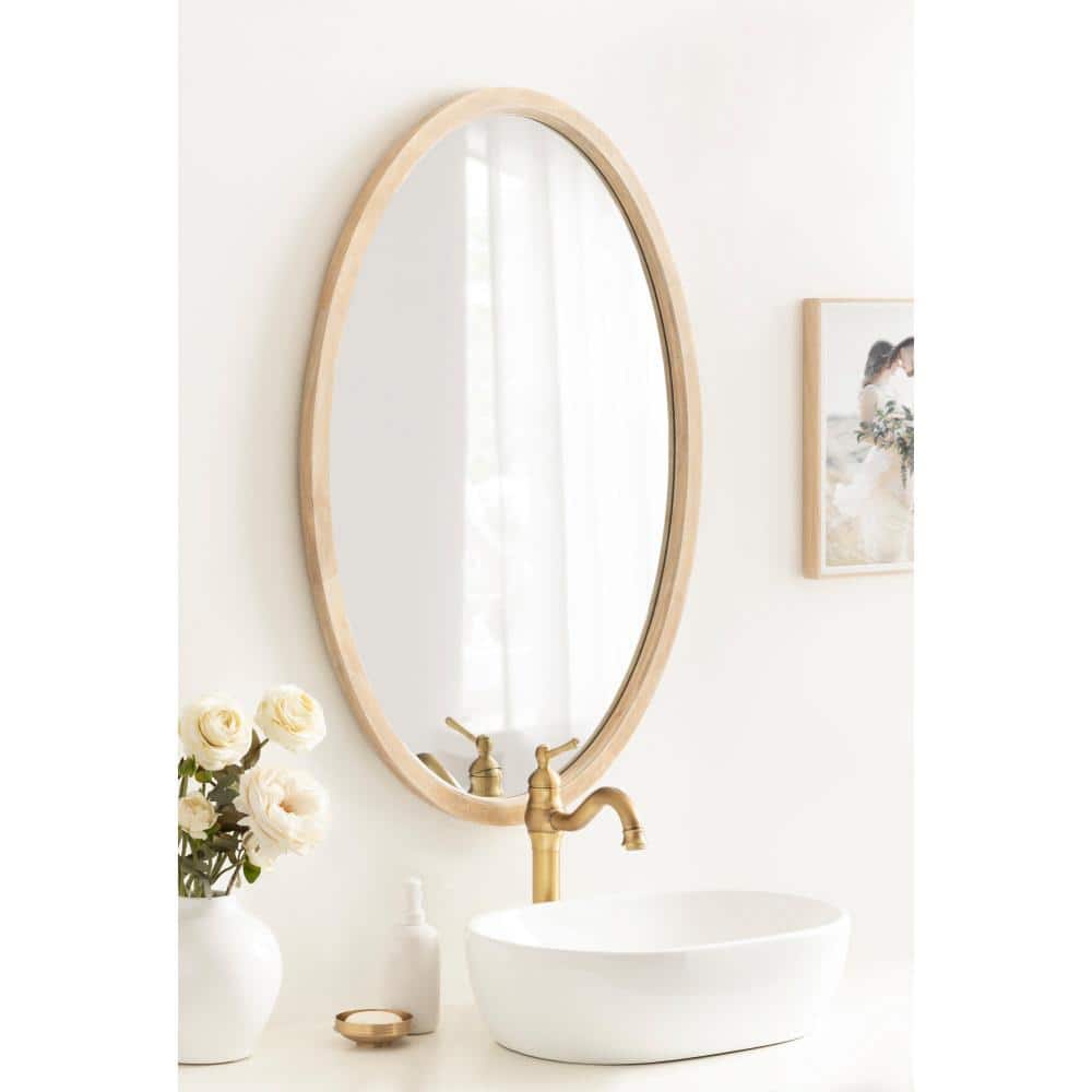 Hogan Natural Wood Oval Wall Mirror 24" x 36"