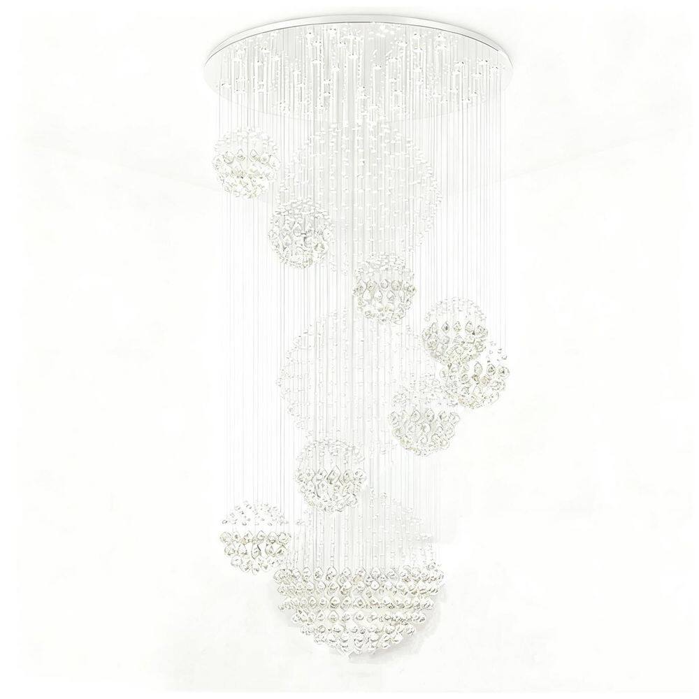 31.5 in. 13-Light Brushed Silver Luxury Spiral Raindrop Chandelier for Foyer and Entryway price history on PriceWatchPro