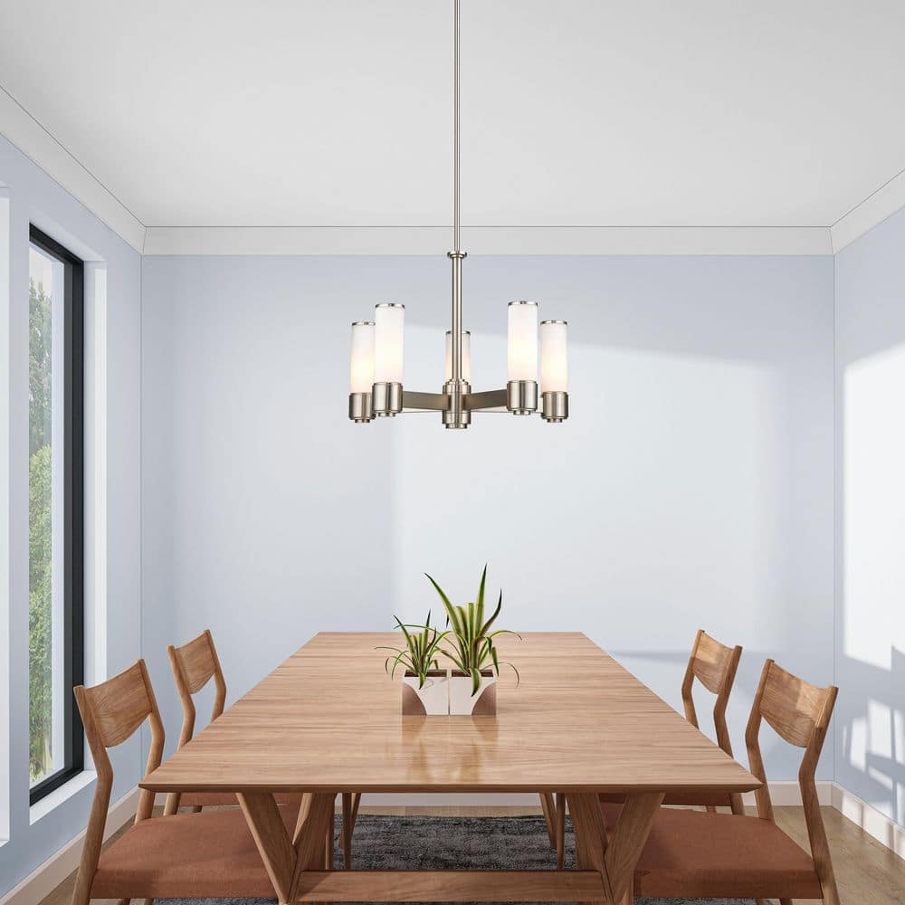 Brushed Nickel Rustic Chandelier with Hand Blown Glass