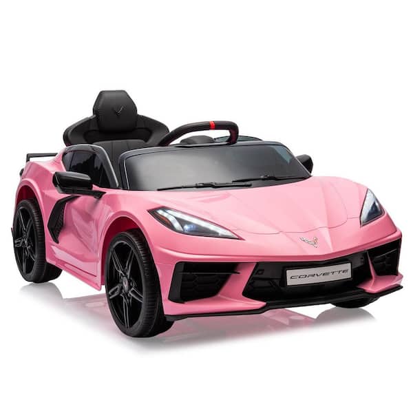 Garvee 12V Kids Ride on Car Licensed Corvette Toddles Electric Sports Car Toy with Remote Control, Pink
