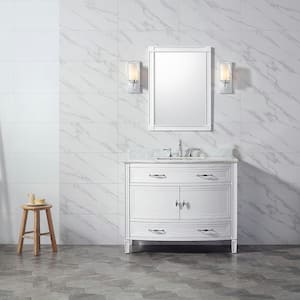 Dacosti 22 in. W x 30 in. H Rectangular Framed Wall Mount Bathroom Vanity Mirror in White