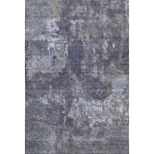Mayfield Premium Machine Washable Abstract AMF2361 Plum 5 ft. x 7 ft. 6 in. Area Rug