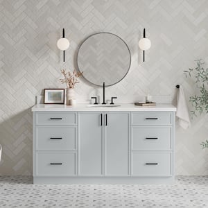 Kelly 67 in. W x 22 in. D x 36 in. H Single Bath Vanity in Grey with Pure White Quartz Top